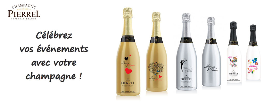 bouteille champagne personnalisable, pierrel, champagne personnalisé haut de gamme
