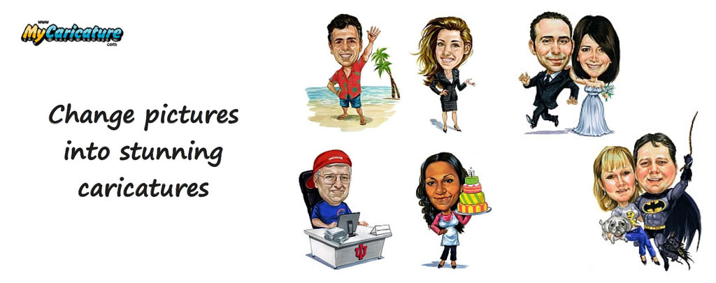 customization of caricatures, from photos. Pictures customized into caricatures
