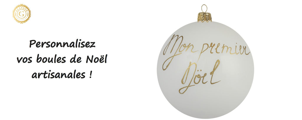 boules de noel à personnaliser en direct de l'artisan, faites à la main, en verre, personnalisation de décoration de noel