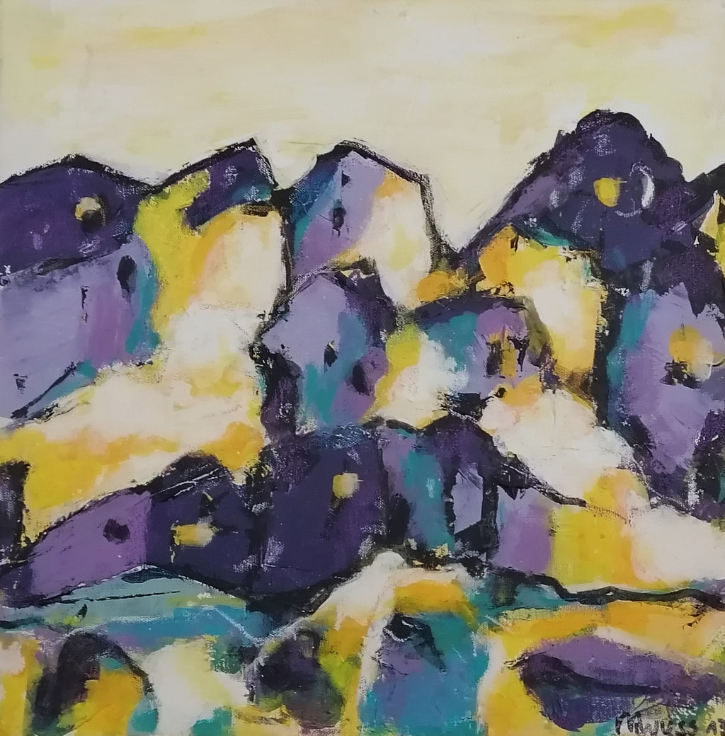 Michael F. Wyss, Phantasie Süden, Acryl, 40x40cm, 2013