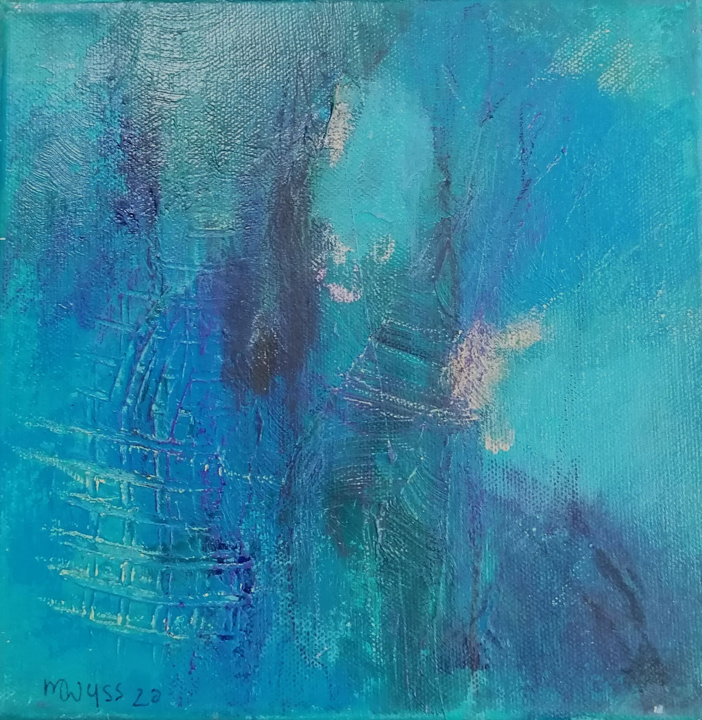 Michael F. Wyss, Blaue Nacht, Acryl, 20x20 cm, 2014 