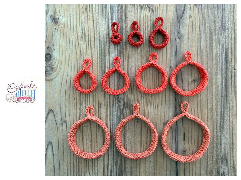 gehäkelte Muttermund-Ringe - kirsche, koralle, lachs - offen