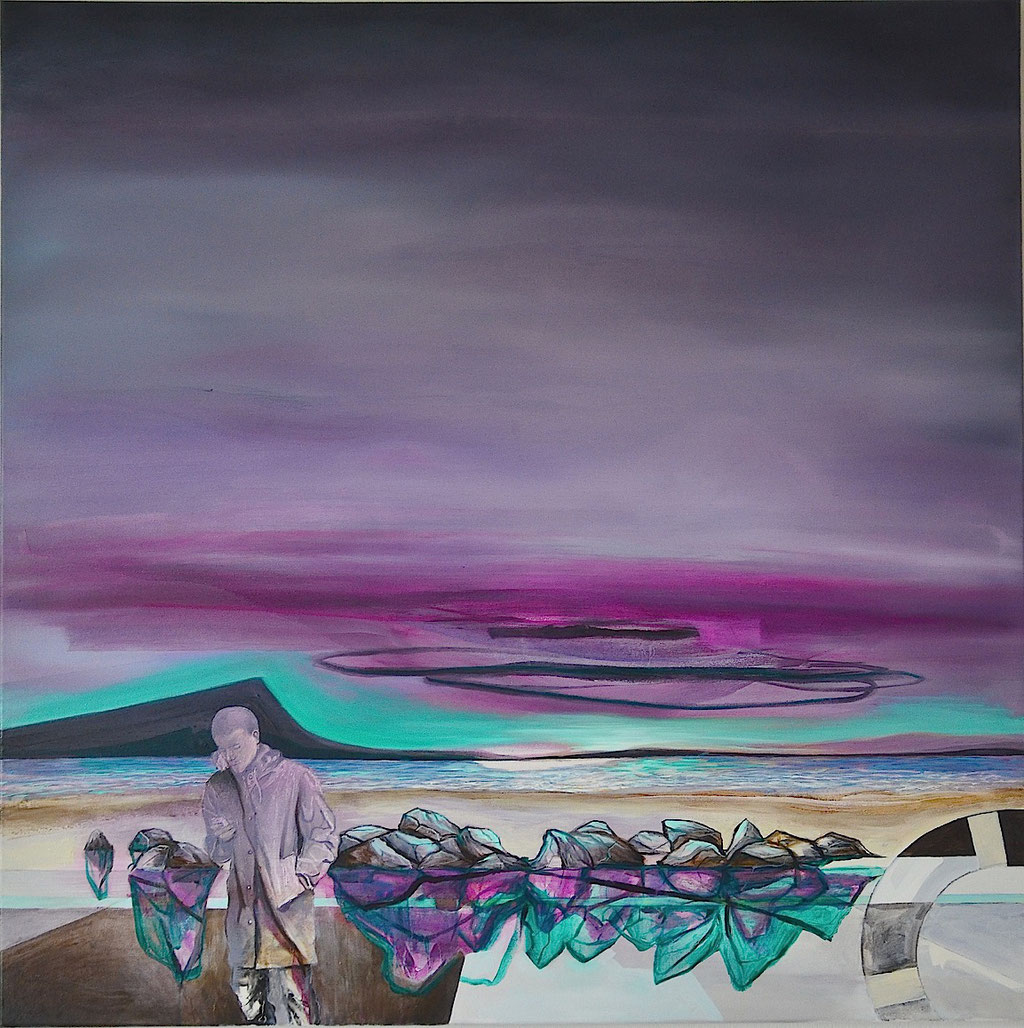 "MICROPLASTIC", Öl auf Leinwand, 100 x 100 cm, 2019