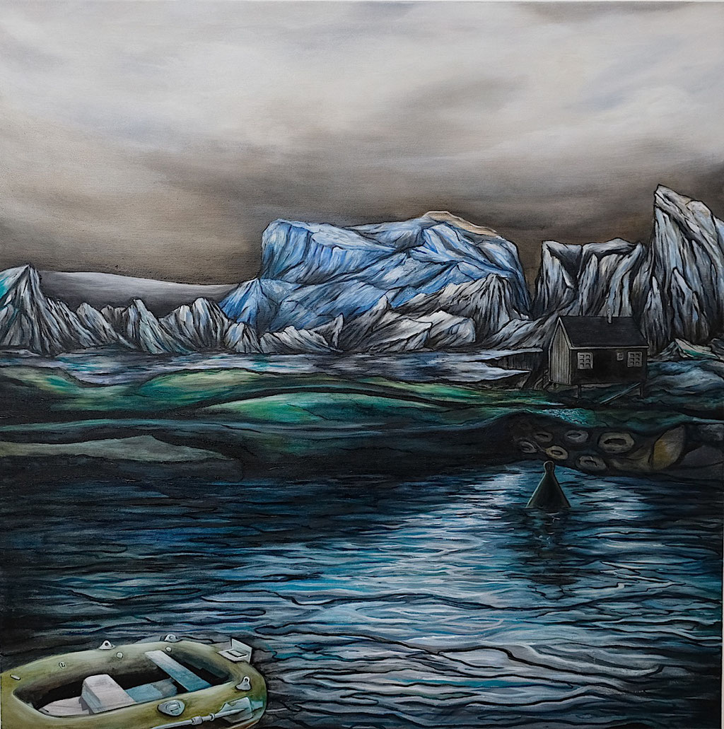 "POLAR ICE, TRAVELLING", Öl auf Leinwand, 100 x 100 cm, 2019