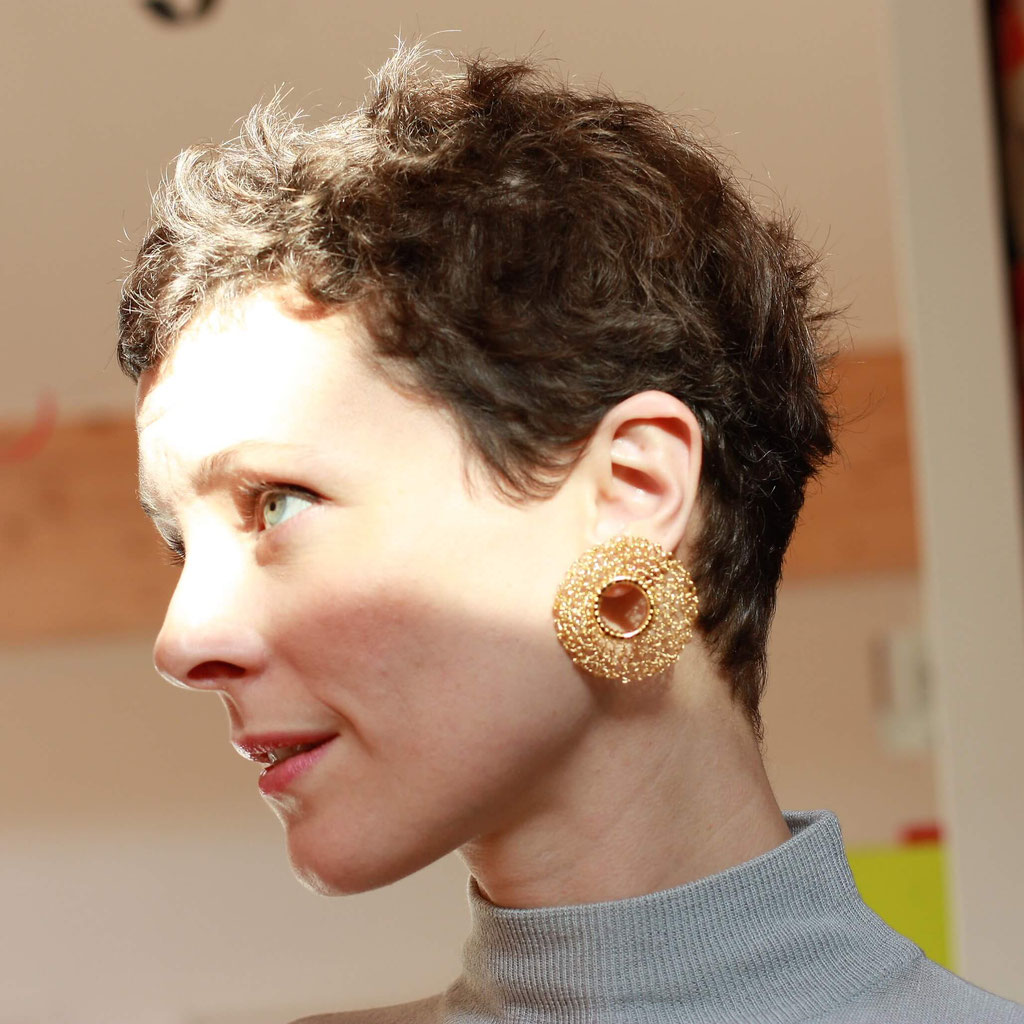 Capiba bijoux Boucles d'oreilles personnalisées au crochet, en laiton doré à l'or fin ( demande de personnalisation à partir du modèle PUCES D'OREILLES OCA) - taille XL