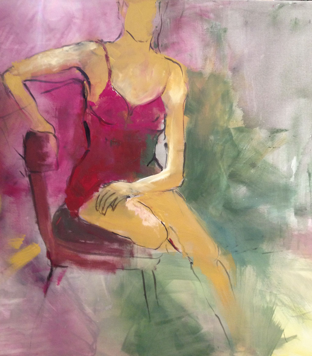 Sitzende, Acryl auf Leinwand, 100 x 100cm