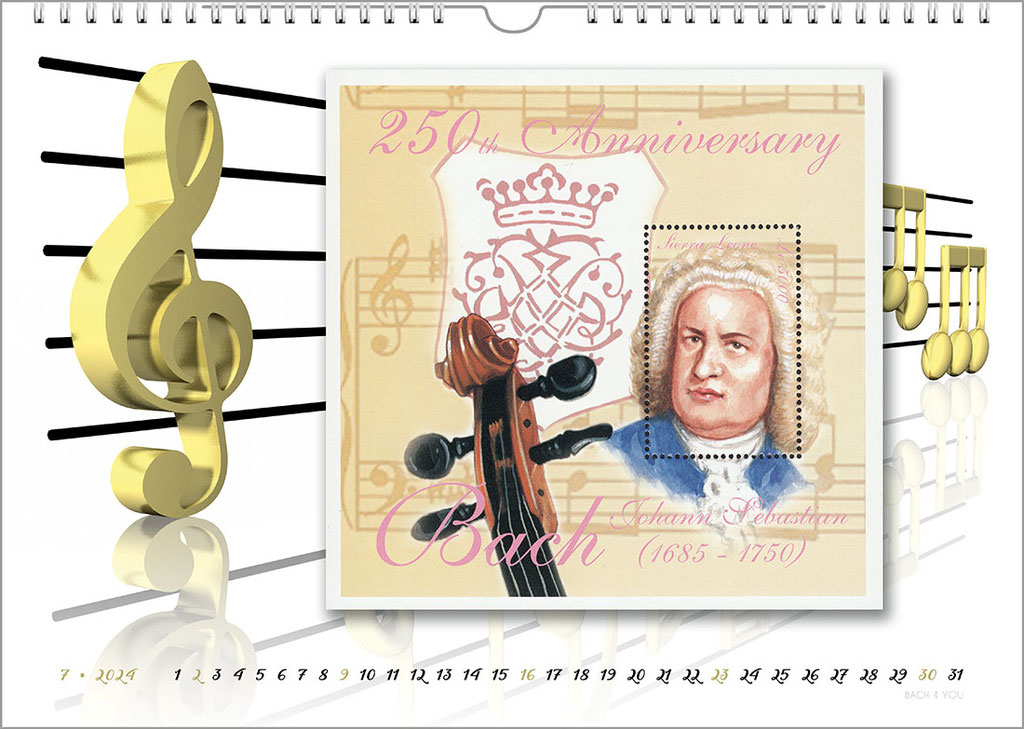 Der Bach-Briefmarken-Kalender.
