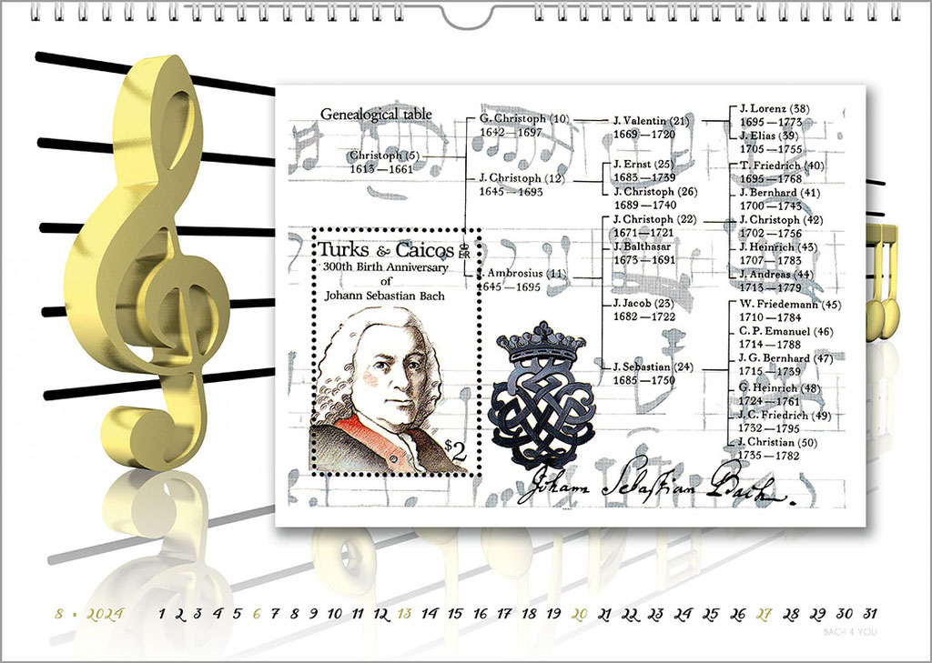 Der Bach-Briefmarken-Kalender.