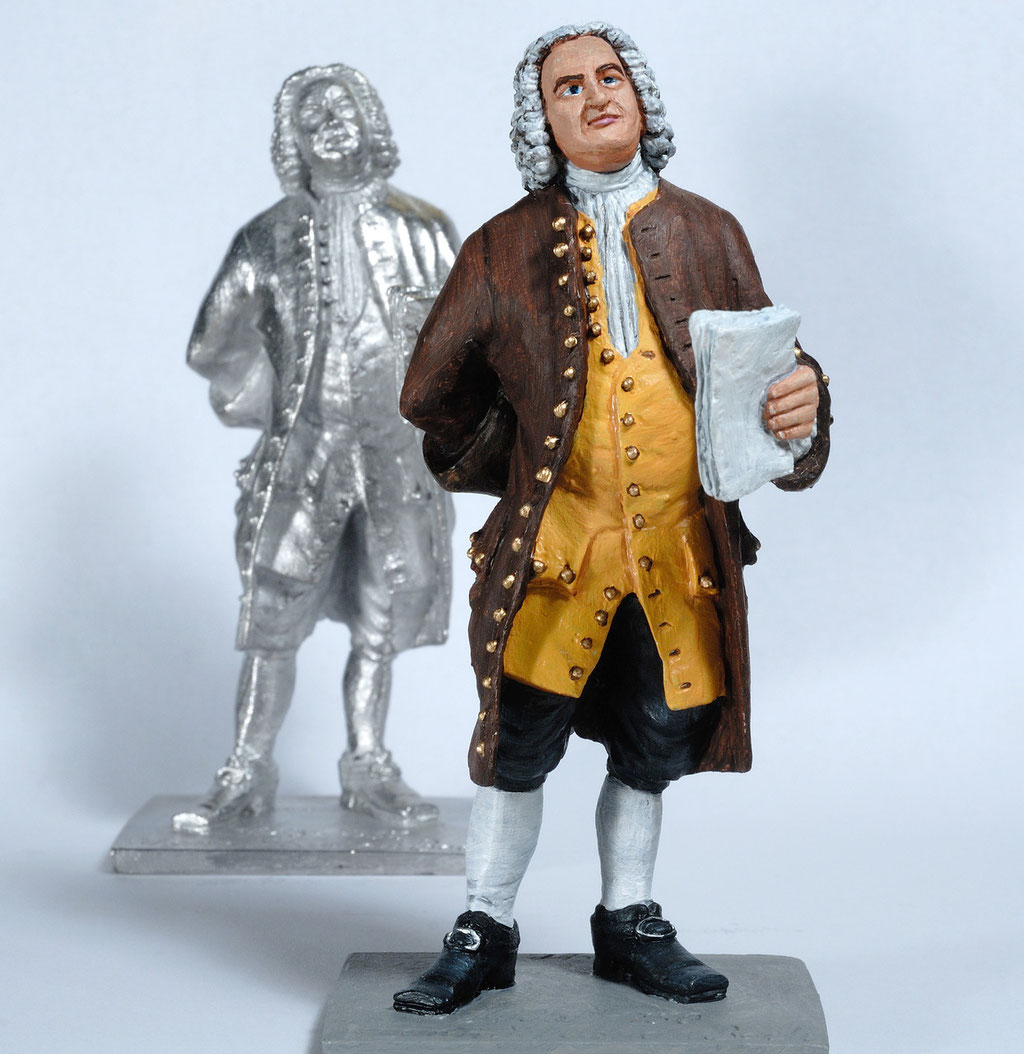 Die plastische, bemalte Bach-Zinnfigur.