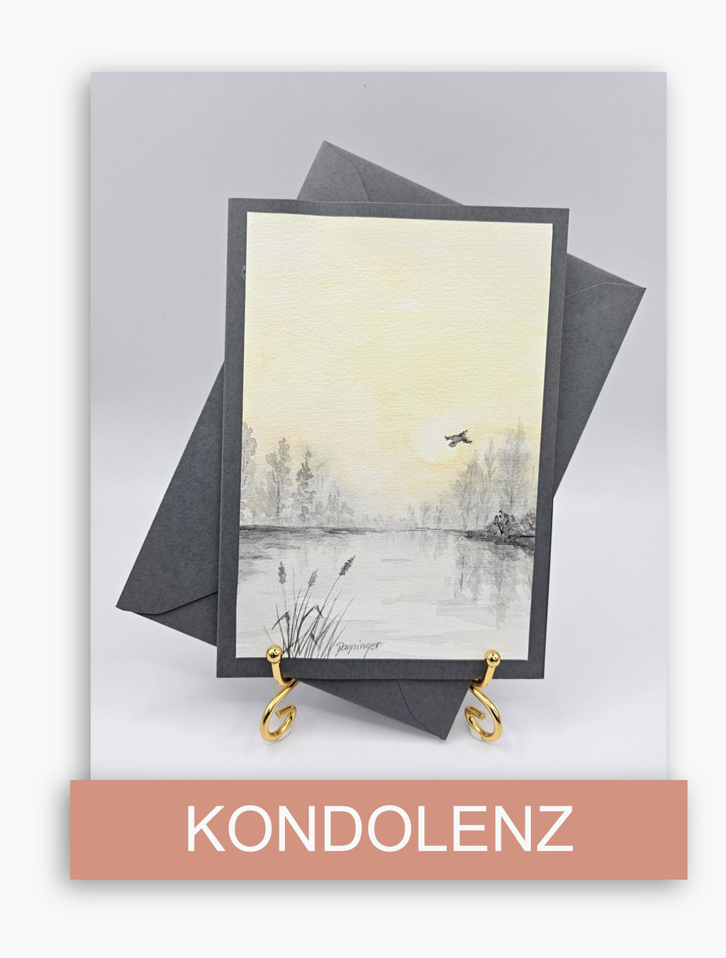 Kondolenzkarten und Beileidskarten mit original Aquarellbild