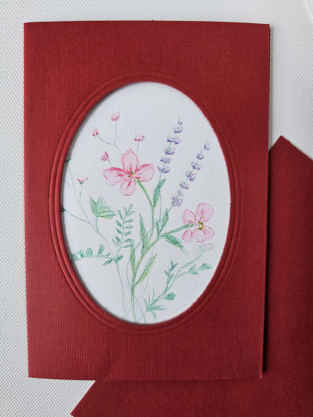 Besondere Geburtstagskarte: gemaltes Aquarellbild zarte Blumen