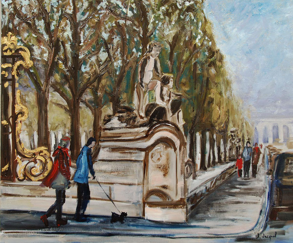 Peinture à l'huile de la place Carrière à Nancy 54cm x 65cm