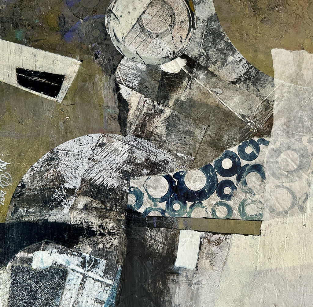 Going in Circles: 2022; 12 "x 12";Mixed Media; Framed 