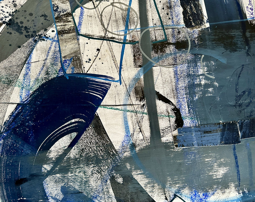 Into the Deep Blue # 1 ,2023; 12x15 Mixed Media Framed; JPEG 5031