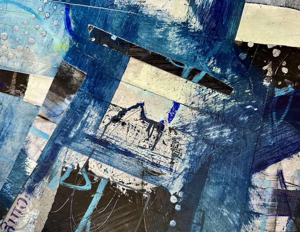 Into the Deep Blue# 2, 2023; 12x15 Mixed Media Framed; JPEG 5014