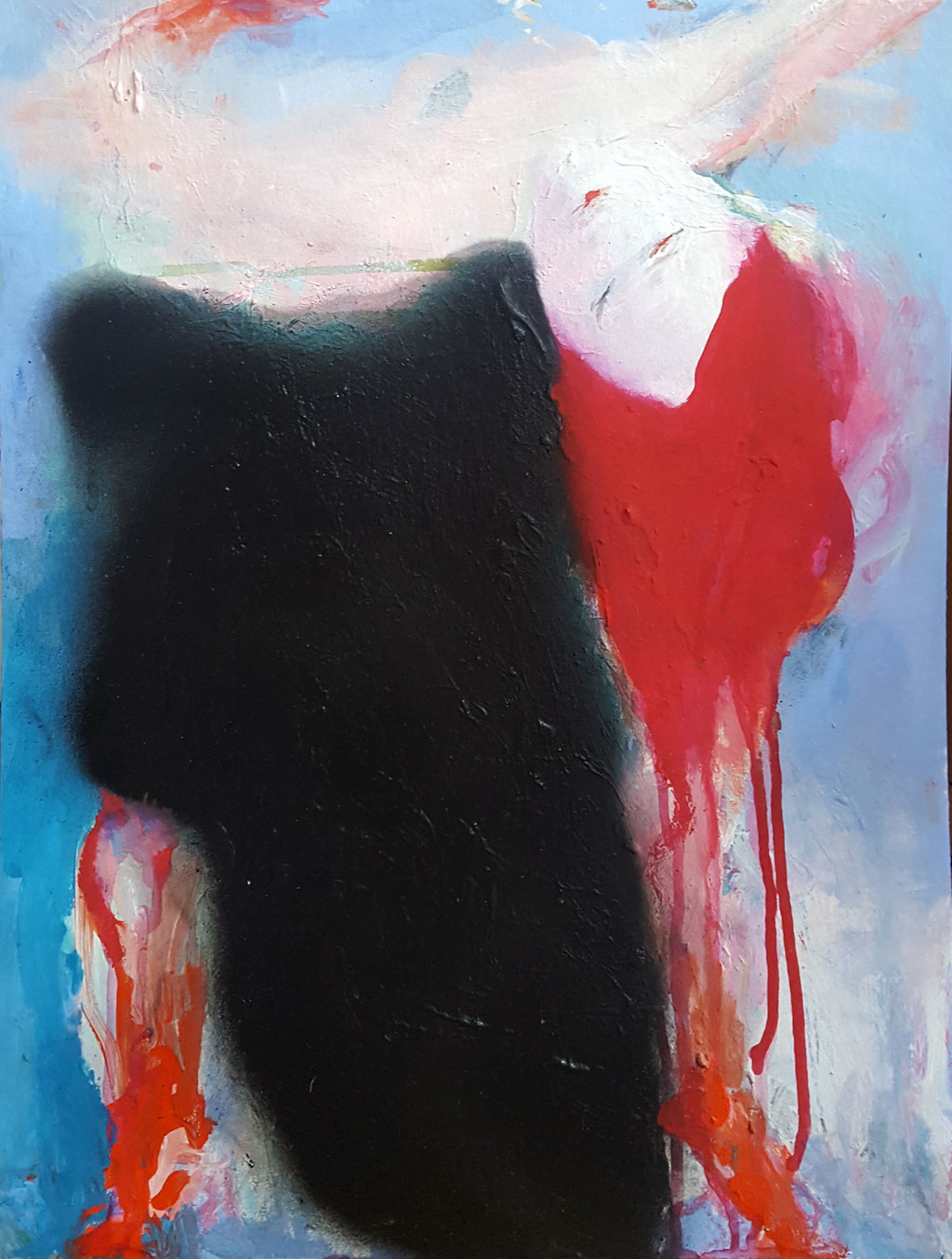 danseuse (Acrylic, Gouache, Spraypaint on Paper, 48x36cm)