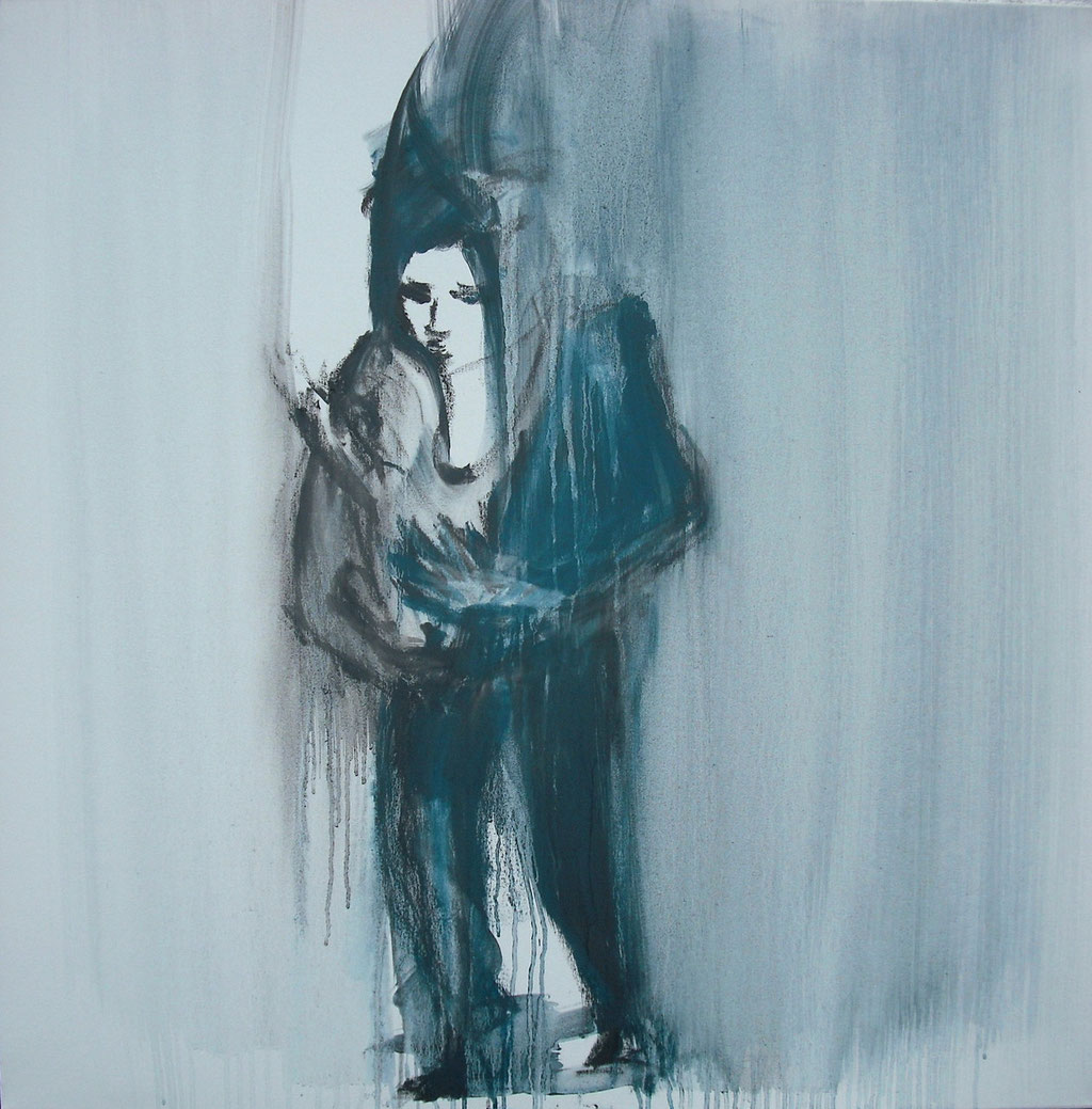 mother with child (Graphite on Canvas, 100x80cm)