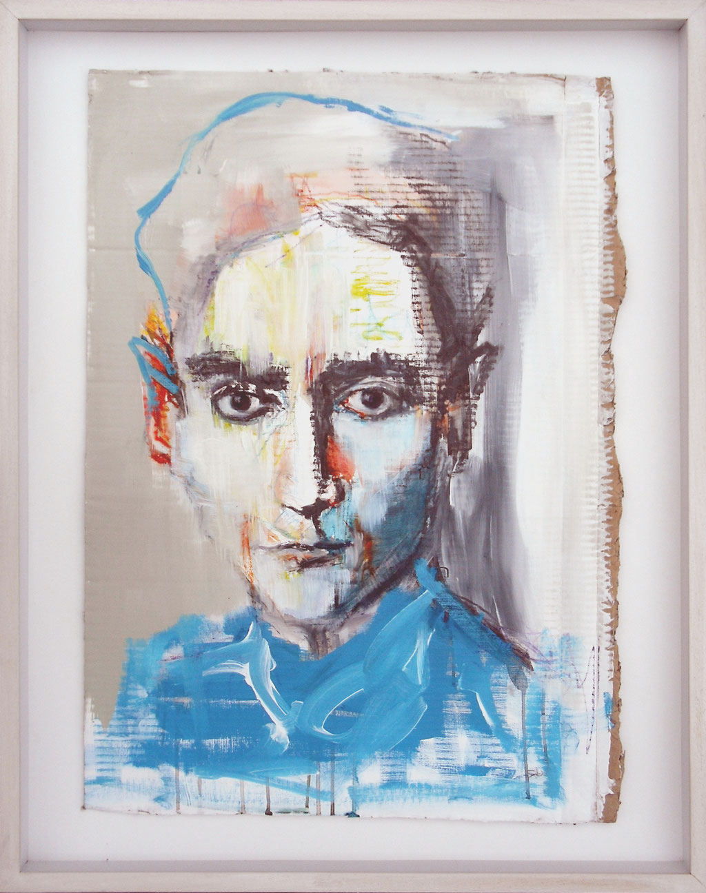 Kafka (Gesso, Graphite, Wax pastel and Acrylic on Cardboard, 77x52cm) 