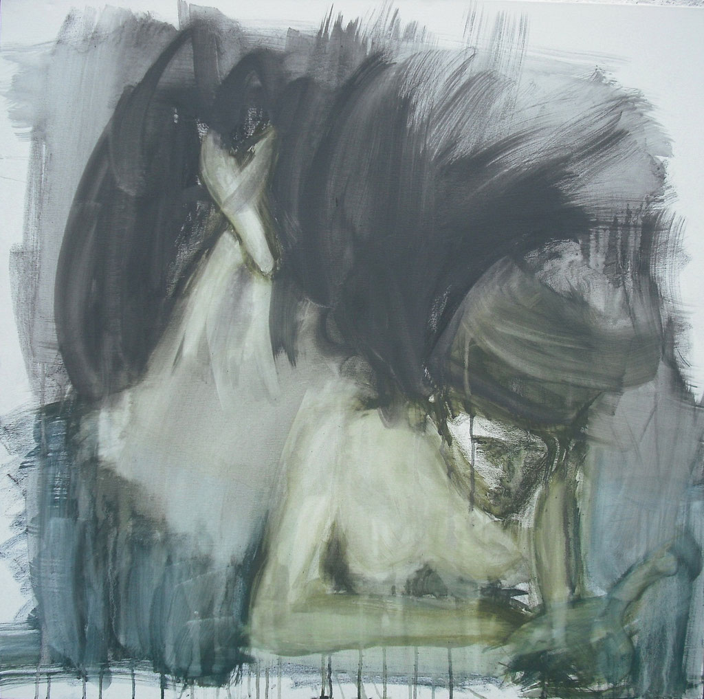 at reading (Graphite on Canvas, 100x100cm) 