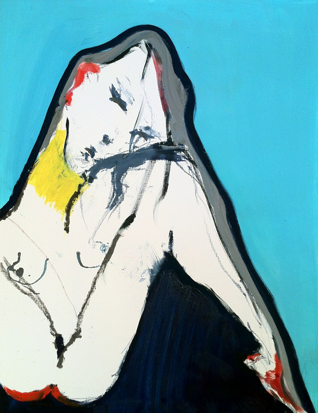 naked. (Oil and Graphite on Paper, 48x36cm) 