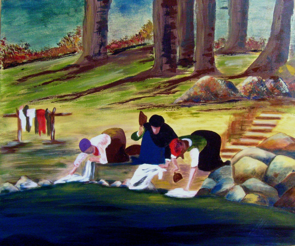 Wäscherinnen nach Jean-Francois Millet um 1857,  Acryl,  Format 50x60