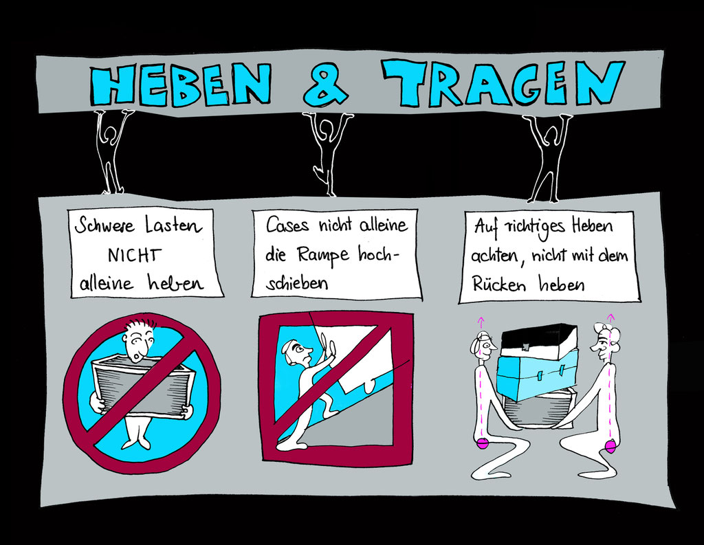 Richtig Heben Anleitung Illustration Schlachthof Wiesbaden von Miss Vizzz