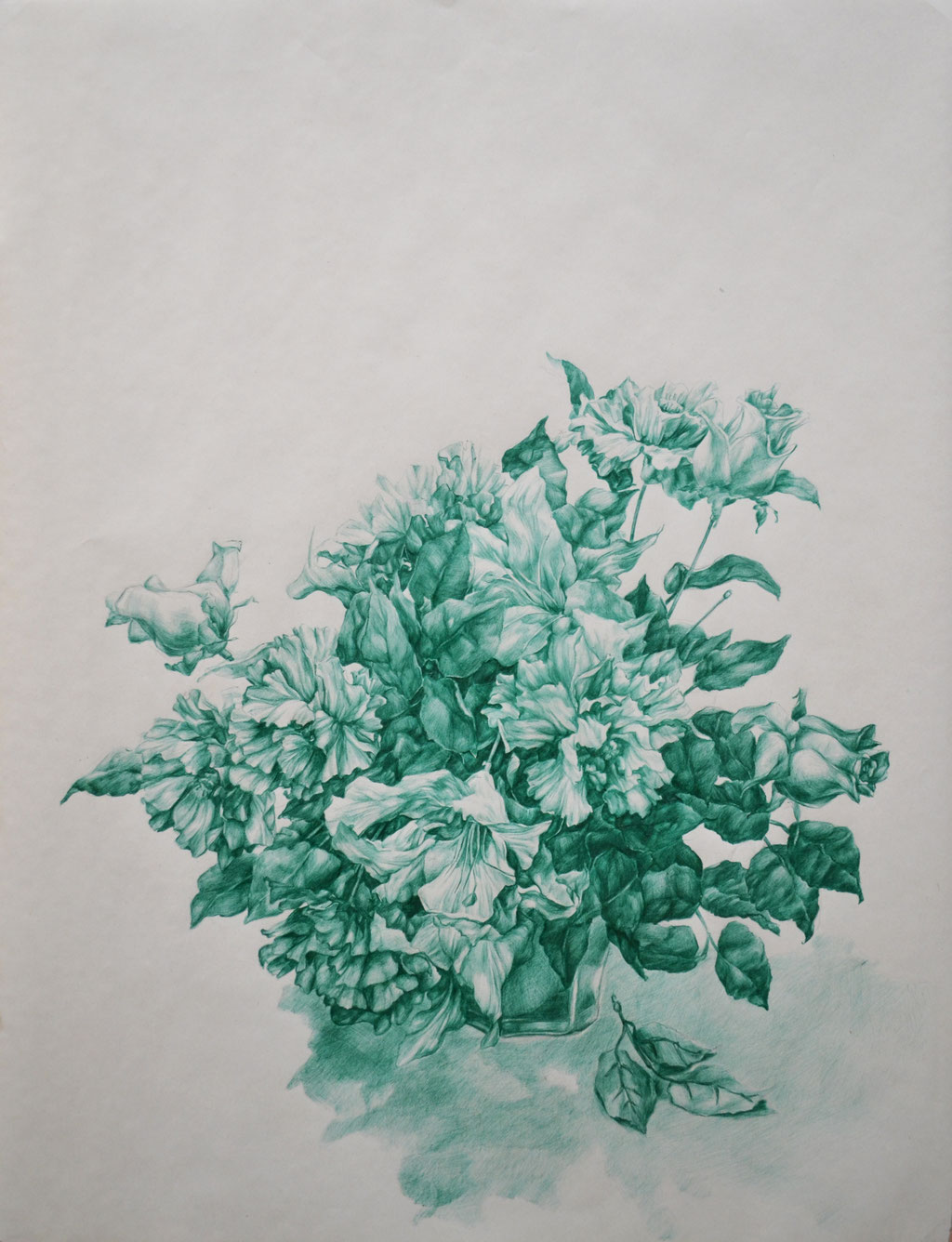 les Défuntes V - dec21 - stylo bic vert sur papier Landré Flipchart recyclé 80g, 65x50cm