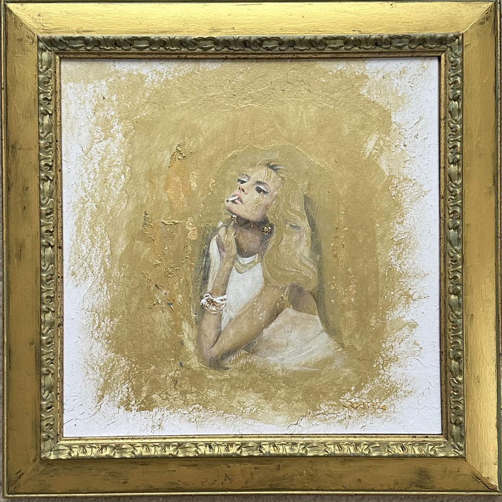 “ZONDER TITEL” in goudkleurige lijst           0.50 x 0.50 m