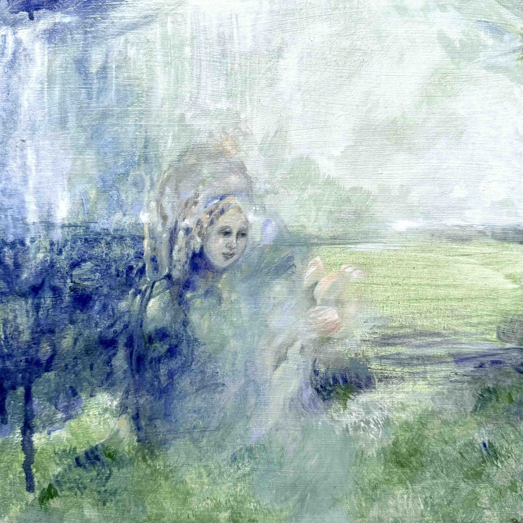Vertraute Gefährten I Acryl (Natural Earth Pigments) auf Leinwand I 20 x 20 cm I 2024 I verfügbar