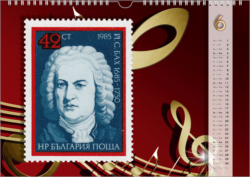 Der Bach-Briefmarken-Kalender ... Bach-Kalender sind Musikkalender und Musik-Geschenke.