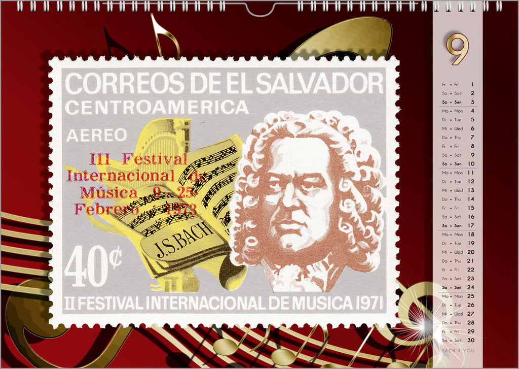 Der Bach-Briefmarken-Kalender ... Bach-Kalender sind Musikkalender und Musik-Geschenke.