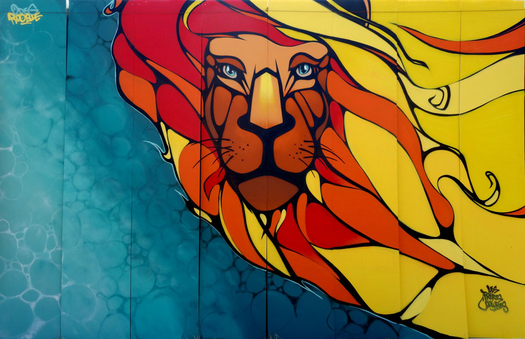 Faya! for REGGAE SUN SKA Festival - ODEG X JEAN ROOBLE - Spraypaint on PVC (3 x 6 m) - Pauillac, 2013