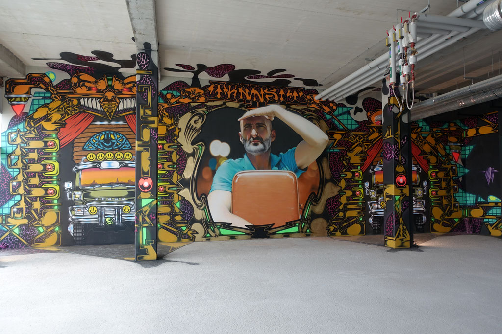 TRANSIT - Scaner feat. Jean Rooble - Spraypaint on wall - 5 x 16 m - Projet RADO, Bordeaux (2021)