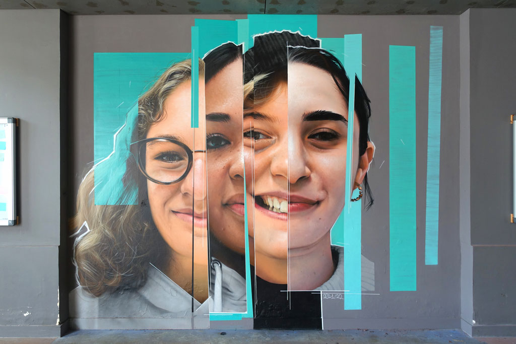 GUSTAVE EST BELLE 2/2 - Spraypaint on wall - 3,5 x 3,8 m - Lycée Gustave Eiffel, Bordeaux (2021/2022)