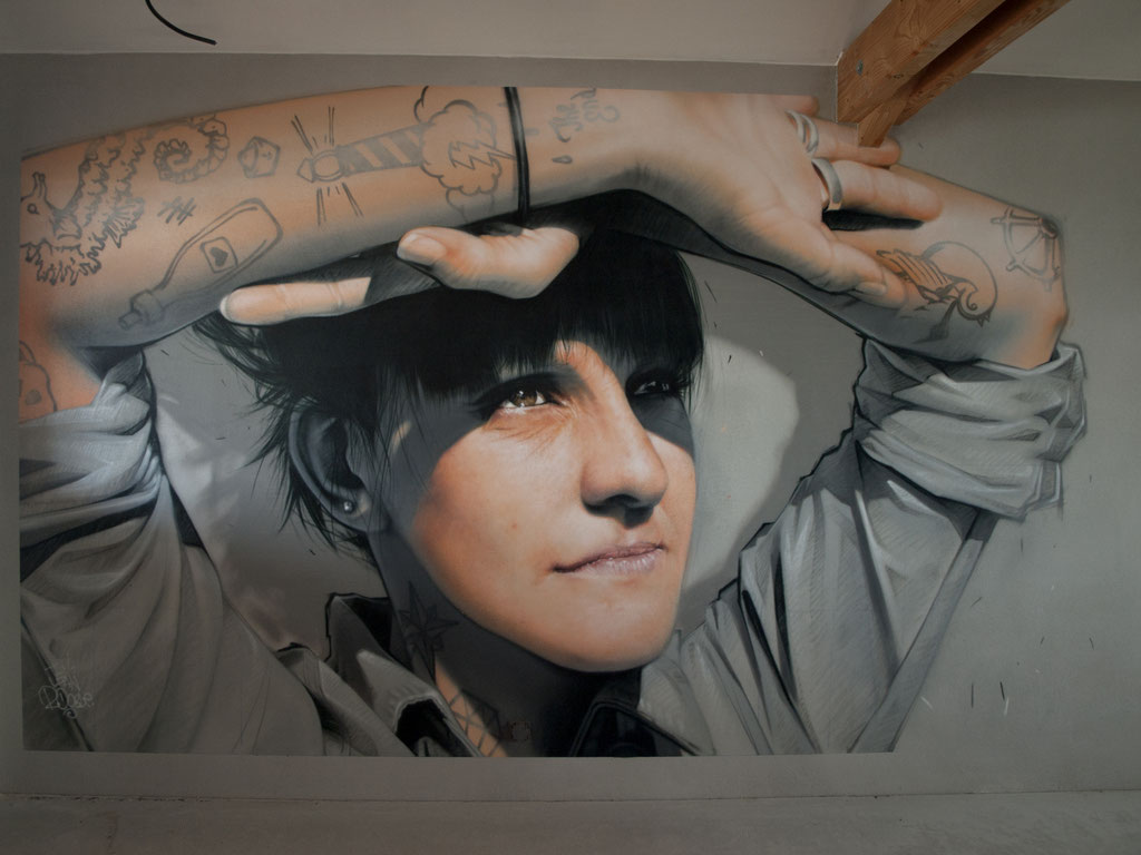 GOOD MORNING! - Jean Rooble - Spraypaint on wall - 2,50 x 6 m - Gîtes de Larros, Gujan-Mestras (2020)