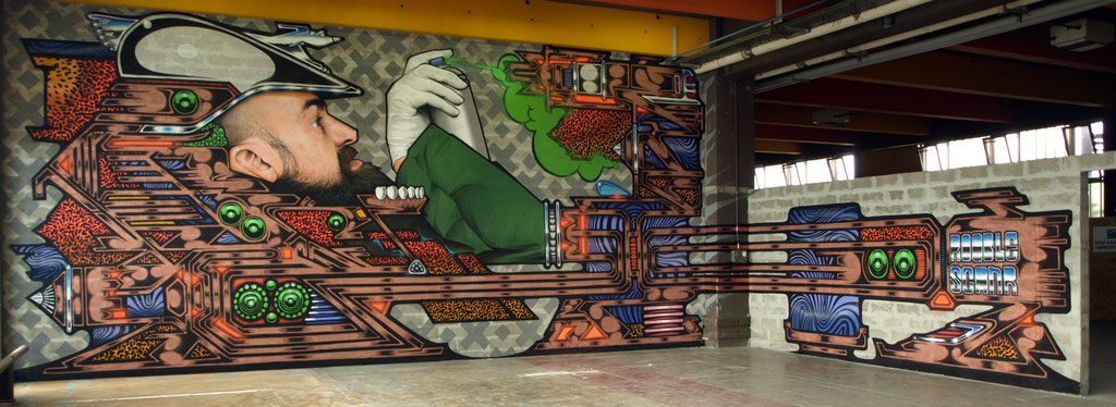 SCANR x JEAN ROOBLE - Spraypaint on wall - 5 x 15 m - for Vortex (Agora closing) - Bordeaux (2017)