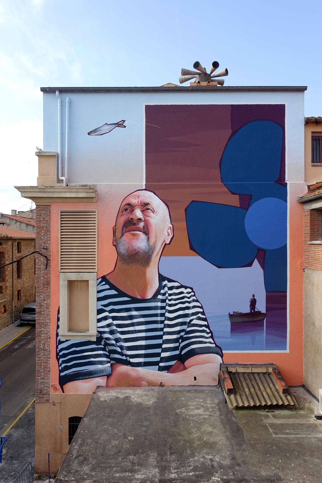 SOUVENIRS DE JIJEL - Spraypaint and acrylic on wall - 10,5 x 9 m - for Urb'Art festival - Argelès-sur-Mer (2025)
