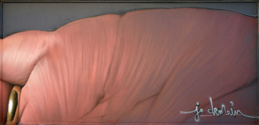 JE DEMAIN (detail) - Jean Rooble - Spraypaint on wall - 1,80 x 8 m - Le MUR de Biarritz (2019)