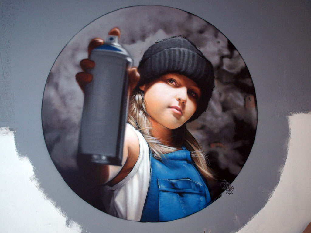 ANGEL'S SMOKEHOUSE - JEAN ROOBLE - Spraypaint on wall - ø 2 m - Bordeaux, 2018