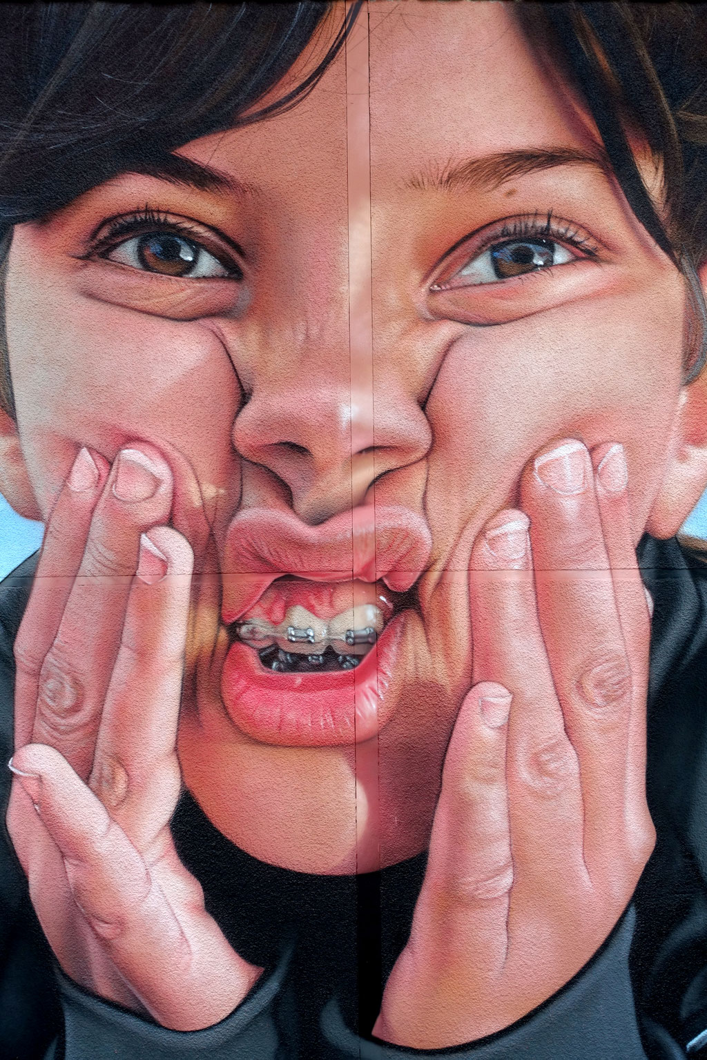 BON BAISER DE P2B (detail) - Acrylic and spraypaint on wall - 6,2 x 8 m - for Peinture Fraîche Festival - Bourgoin-Jallieu (2026)