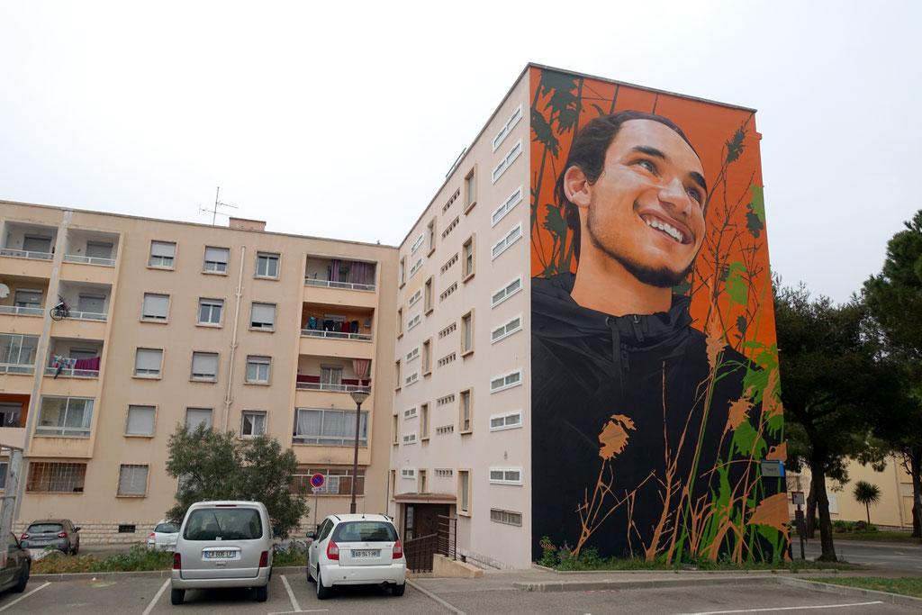 LES ROSEAUX - Spraypaint on wall - 15 x 6 m - Port de Bouc (2022)