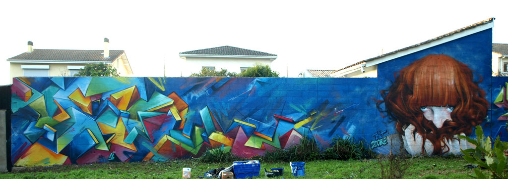 TRAKT & JEAN ROOBLE - Spraypaint on wall (3 x 15 m) - Talence (2016)