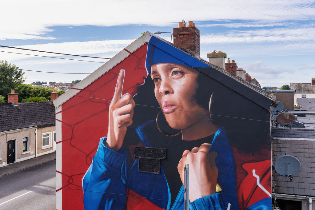 DON'T LOOK UP (Detail) - Acrylic and spraypaint on wall - 7 x 6 m - For Waterford Walls Festival - Waterford, Ireland (2024) (Picture ©Hannah Judah)