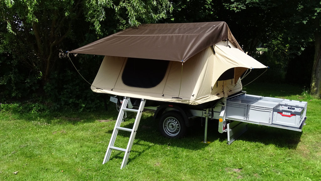 Faltcaravan, Campinganhänger, Zeltanhänger, Autodachzelt, Dachzelt, Campingtrailer, FreeBird-Trailer, MGO, Montegrosso Outdoor