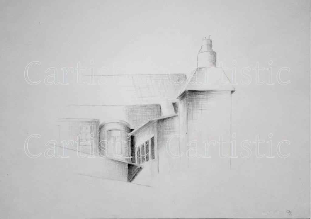 Häuser - Bleistift, 30cm x 42cm
