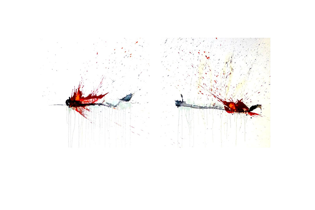 GETROFFEN  2-teilig  Mischtechnik auf Leinwand  196x98 cm  2014