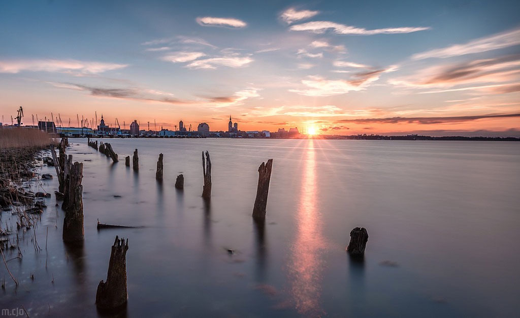 Sonnenuntergang über Stralsund