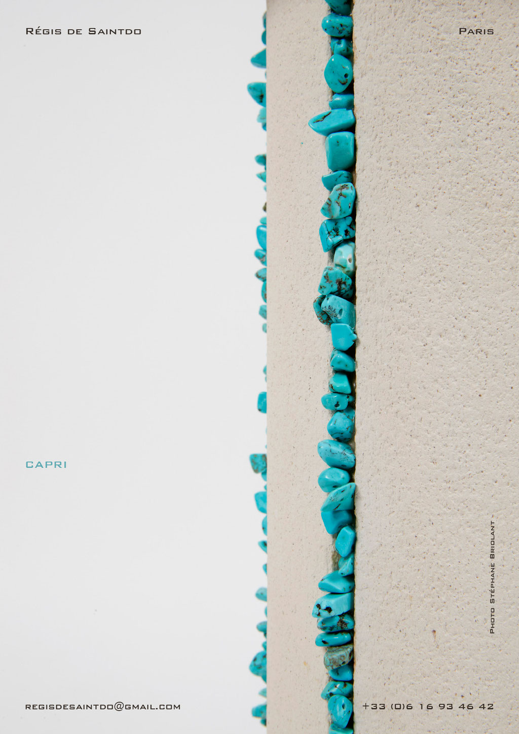Lamp-Capri-white textured ceramic-turquoises-handmade-unique-detail @Régis de Saintdo