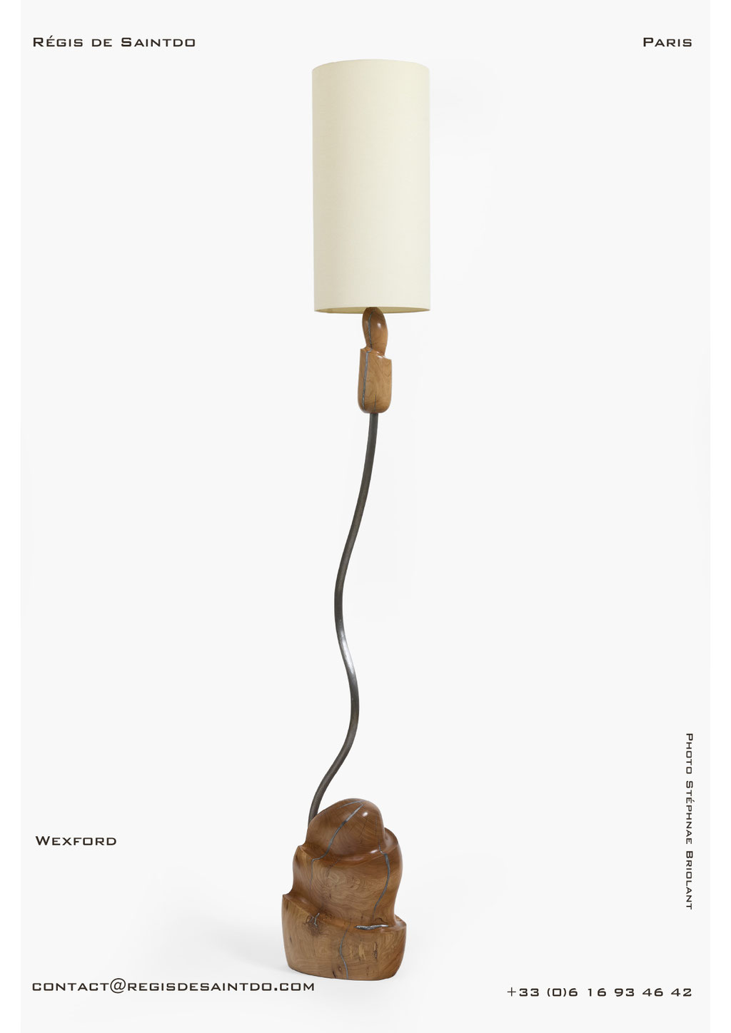 Floor lamp Wexford-Cherry wood-metal resin-wrought iron-handmade ©Régis de Saintdo