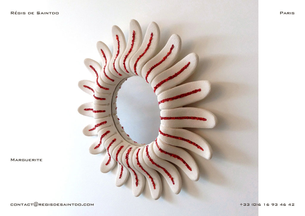 Mirror Marguerite-ceramic-Coral-Handmade @Régis de Saintdo